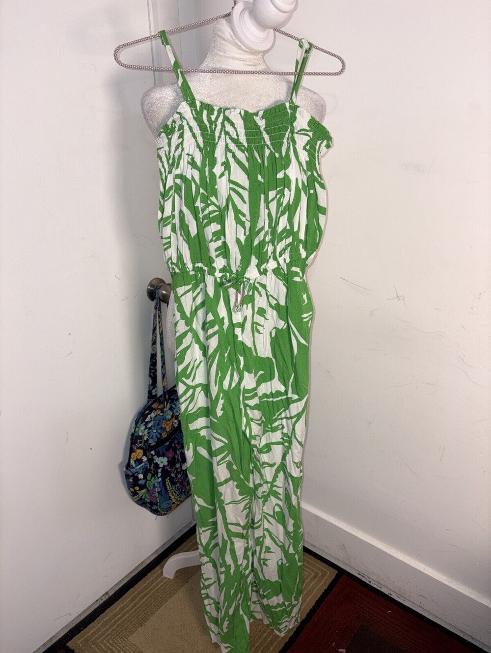 Lilly Pulitzer Target Sleeveless V-Neck Jumpsuit WOMENS XS Kids XL Green‎ White